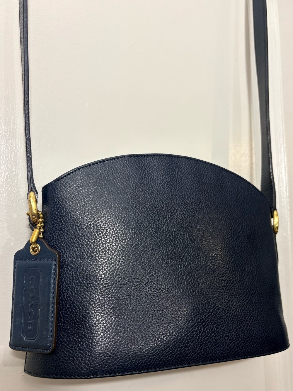 1993 Vintage Coach Madison Chapin Zip Navy Blue Leather ITALY Crossbody